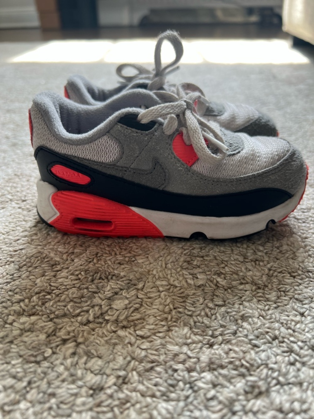 Toddler Kids Gray White Infared Air Max 90 Athletic Sneakers